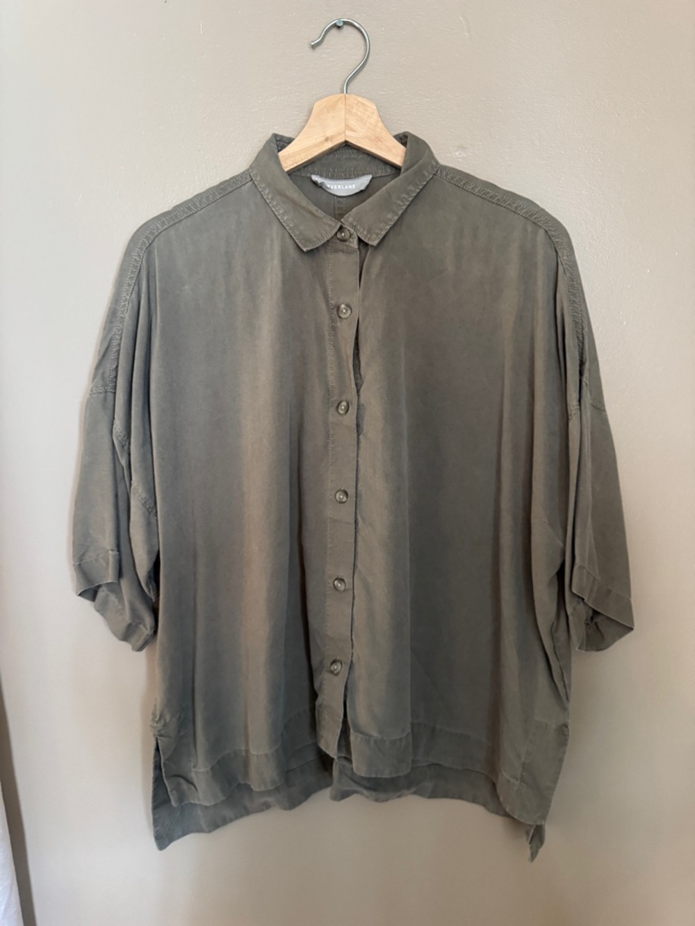 Everlane Olive Tencel Utility Shirt